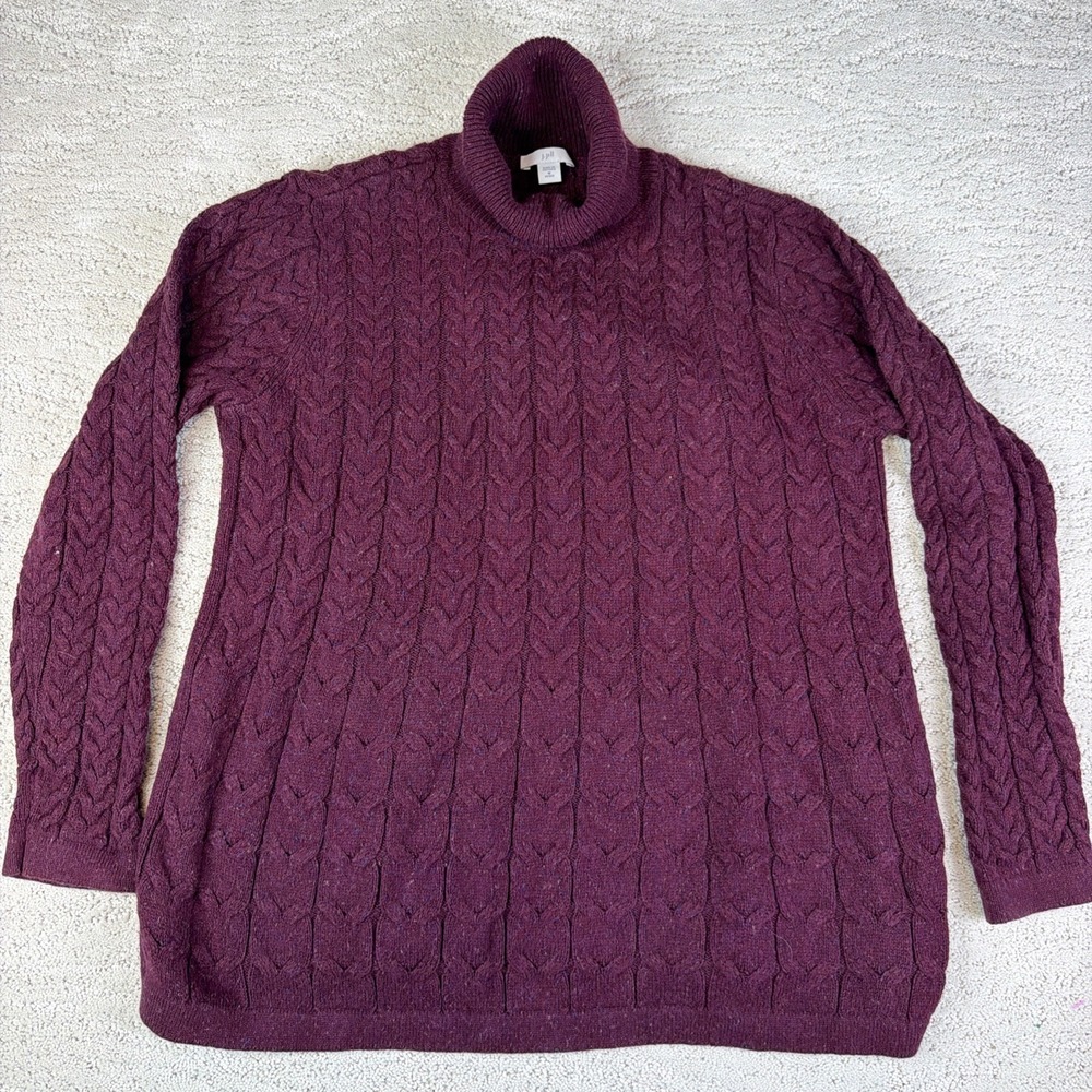 Women's J. Jill Size MP Silk Blend Cable Knit Turtleneck Sweater Soft